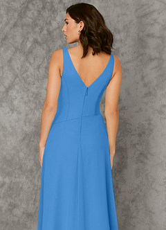 Azazie Kori Bridesmaid Dresses Blue Jay A-Line Pleated Chiffon Dress image5