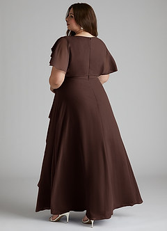 Azazie Aaliyah Modest Bridesmaid Dresses A-Line Scoop Pleated Chiffon Floor-Length Dress image9
