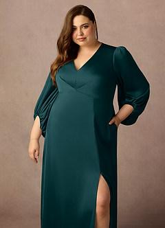 Azazie Luna vestidos de madre de la novia Vestido de Pino de Satén Elástico de Corte En A con Plisado image10