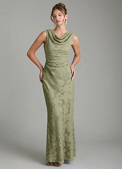 Azazie Kieryn Bridesmaid Dresses Pistachio Mermaid Pleated Floral Burnout Dress image1