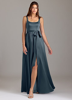 Azazie Elliott Bridesmaid Dresses Twilight A-Line with Pockets Stretch Satin Dress image5