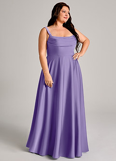Azazie Shaude Bridesmaid Dresses Tahiti A-Line Pleated Stretch Satin Dress image10
