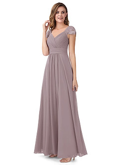 Azazie Adelyn Bridesmaid Dresses A-Line Lace Chiffon Floor-Length Dress image3