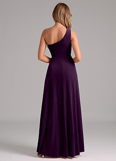Azazie Brooke Brautjungfernkleider A-Linie One-Shoulder Samt Kleid Traube image2