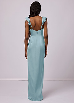 Barbie ♥ Azazie Bridesmaid Dresses Moody Blue Sheath Stretch Satin Dress image5