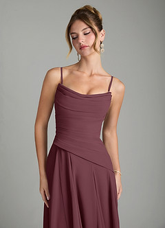 Azazie Gabriela Bridesmaid Dresses Sangria A-Line Corset Chiffon Dress image9