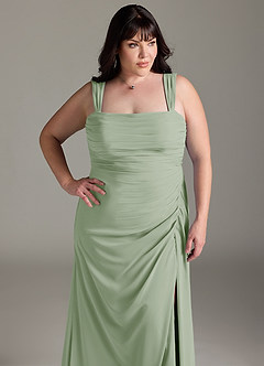 Azazie Jesaphine Bridesmaid Dresses Dusty Sage Sheath Bow Chiffon Dress image13