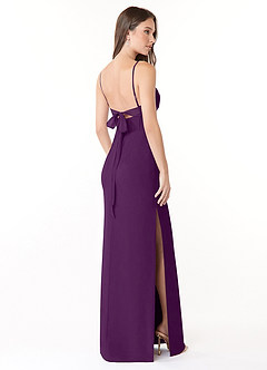 Azazie Mai Bridesmaid Dresses Grape Sheath Pleated Chiffon Dress image4