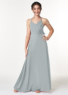 Azazie Paisley A-Line Ruched Chiffon Floor-Length Junior Bridesmaid Dress image4