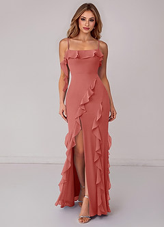 Azazie Malia Bridesmaid Dresses Antique Rose Sheath Ruched Chiffon Dress image1