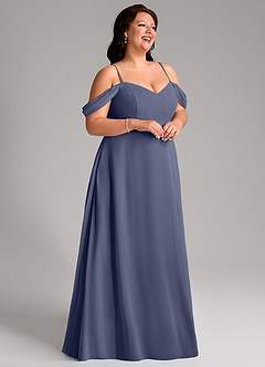 Azazie Marley Jurken voor bruidsmeisjes Converteerbaar Jurk van Chiffon met A-Lijn Off the Shoulder Stormachtig image15