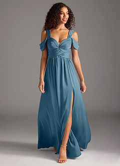 Azazie Lianne Jurken voor bruidsmeisjes Jurk van Stretch Satijn met A-Lijn Off the Shoulder Bermuda image2