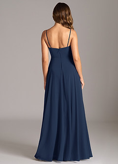 Azazie Amani Bridesmaid Dresses Dark Navy A-Line Pleated Chiffon Dress image2