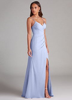 Azazie Maci Bridesmaid Dresses Ice Sheath Pleated Chiffon Dress image4