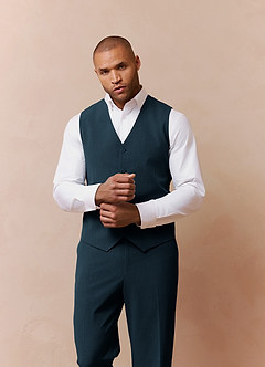 front Savile Teal Wool Blend Suit Vest