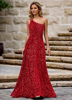 Opulent Red Velvet Sequins Prom Dress image6