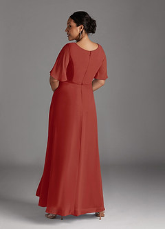 Azazie Tricia Mother of the Bride Dresses Terracotta A-Line V-Neck Pleated Chiffon Dress image11