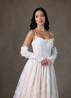 Azazie Vanessa Robes de mariée Robe Princesse en Dentelle Sans bretelles Diamant Blanc Champagne image15