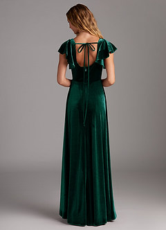 Azazie Bondi Bridesmaid Dresses Emerald A-Line Side Slit Velvet Dress image6