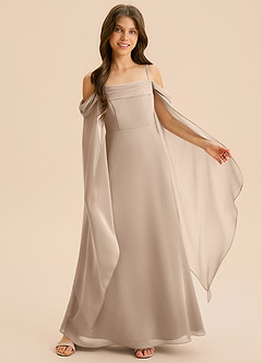 Azazie Moana Junior Linia A Pofałdowany Szyfon Długość podłogi Młodsza druhna Sukienka image6