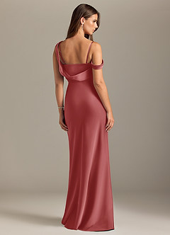 Azazie Madelyn Bridesmaid Dresses Antique Rose Mermaid One Shoulder Stretch Satin Convertible Dress image2