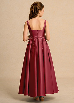 Azazie Mochi Girls Formal Robe Demoiselle D'honneur Fillette Robe Princesse en Mat Satiné Plissée Grenade image2