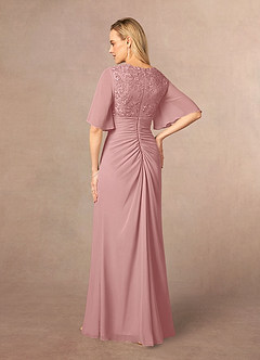 Azazie Carson Mother of the Bride Dresses Dusty Rose A-Line V-Neck Lace Chiffon Dress image3
