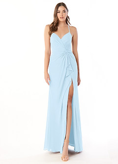 Azazie Aribella Brautjungfernkleider Etui Gestreift Chiffon Kleid Himmelblau image1