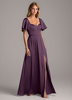 Azazie Chloe Bridesmaid Dresses Plum A-Line Sweetheart Neckline Stretch Satin Dress image5