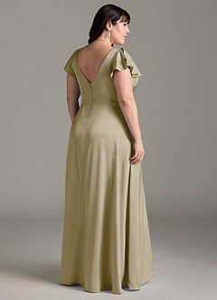 Azazie Omari Bridesmaid Dresses Moss Green A-Line Stretch Satin Dress image9
