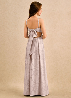 Azazie Snookums Girls Formal Flower Girl Dresses Blushing Pink A-Line Pleated Floral Burnout Dress image1