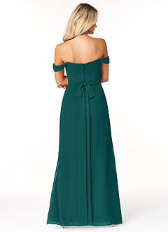 Azazie Joretta Brautjungfernkleider Wandelbar A-Linie Herzausschnitt Chiffon Kleid Pfau image2
