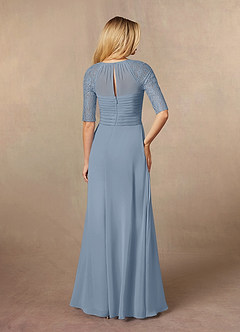Azazie Barrymore Final Sale Dusty Blue A-Line Scoop lace Chiffon Dress image2