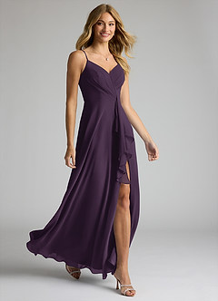 Azazie Akita Bridesmaid Dresses Plum A-Line Chiffon Dress image2