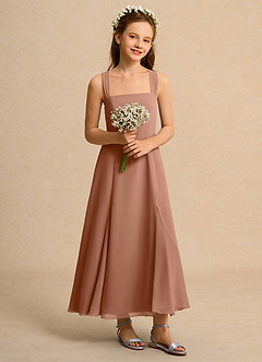 Azazie Tater Junior Formal Flower Girl Klänningar Klä A-Line i Chiffong Plisserad image5
