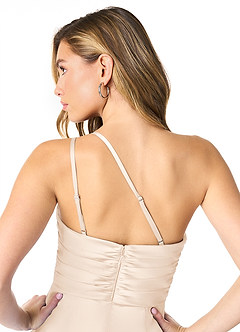 Azazie Eren Brautjungfernkleider Meerjungfrau-Linie One-Shoulder Stretch-Satin Kleid Alabaster Weiß image7