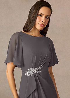 Azazie Rain Mother of the Bride Dresses Steel Grey Sheath Beaded Chiffon Dress image3