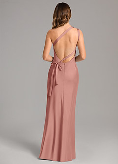 Azazie Monroe Bridesmaid Dresses Rosette Mermaid One Shoulder Stretch Satin Dress image2