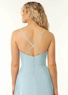 Azazie Naeem Bridesmaid Dresses Mist A-Line V-Neck Ruffle Chiffon Dress image5