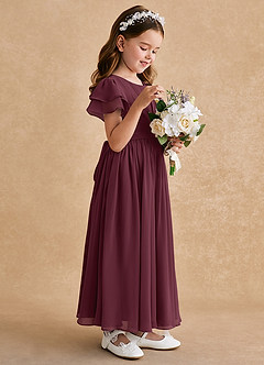 Azazie Ali Flower Girl Dresses Cabernet A-Line Pleated Chiffon Dress image5
