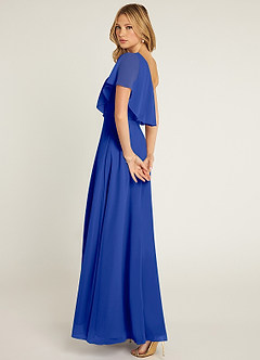 Azazie Lizzy Brautjungfernkleider A-Linie One-Shoulder Chiffon Kleid Königsblau image6