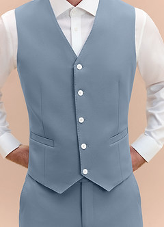 front James Dusty Blue Structured Stretch Suit Vest