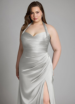 Azazie Destiny Bridesmaid Dresses Silver Mermaid Sweetheart Neckline Stretch Satin Dress image12