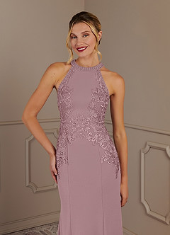 Azazie Tyra Mother of the Bride Dresses Dusty Rose Mermaid Halter Lace Stretch Crepe Dress image5