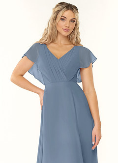 Azazie Rylee Bridesmaid Dresses Dusty Blue A-Line Pleated Chiffon Dress image5