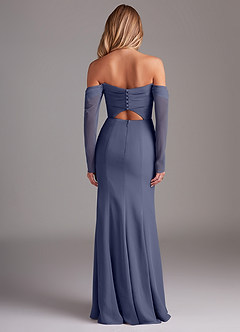 Azazie Hallie Bridesmaid Dresses Stormy Mermaid Long Sleeve Chiffon Dress image8