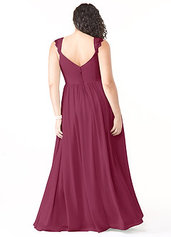 Azazie Cleobella Brautjungfernkleider A-Linie Herzchen Spitze Chiffon Kleid Maulbeerrot image9