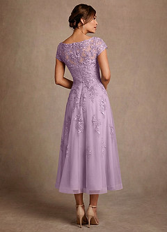 Azazie Jolanda 신부의 어머니 드레스 A라인 레이스 티 길이 드레스 image2