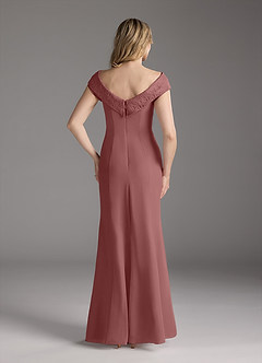 Azazie Cupid Kleider für die Brautmutter A-Linie Bootshals Spitze Chiffon Kleid Wüstenrose image5
