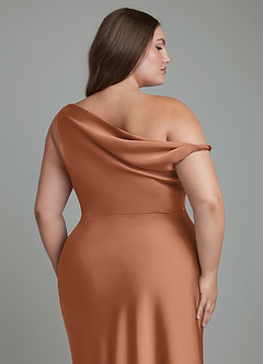 Azazie Emerson Brautjungfernkleider Meerjungfrau-Linie Schulterfrei Stretch-Satin Kleid Bronzer image13